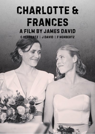 Sepia desaturated film cover image for Charlotte and Frances' LGBTQ+ wedding a film by James David Films